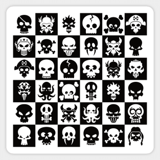 Black and White Skull Checkerboard Pattern Sticker